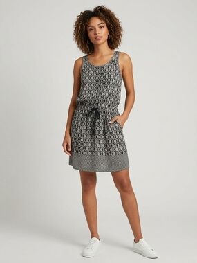 Lou & Grey Women's Black Paisley Cotton Sleeveless Pocket Dress M